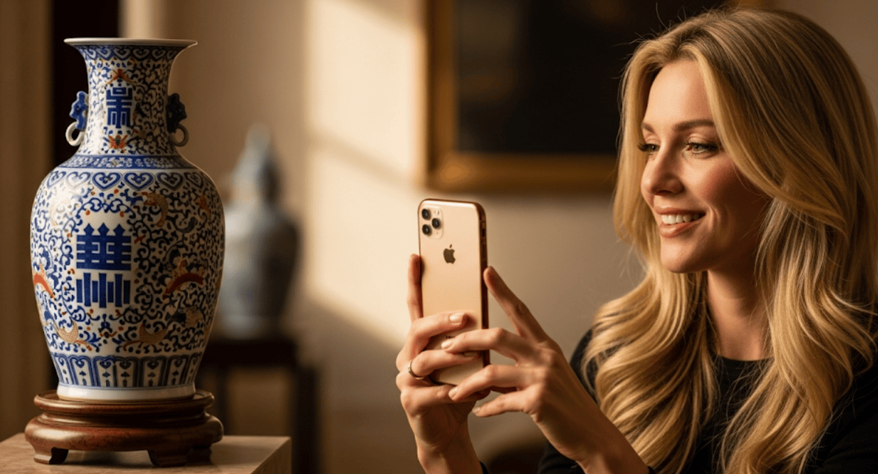 A collection of valuable vintage items and antiques found in a thrift store or attic